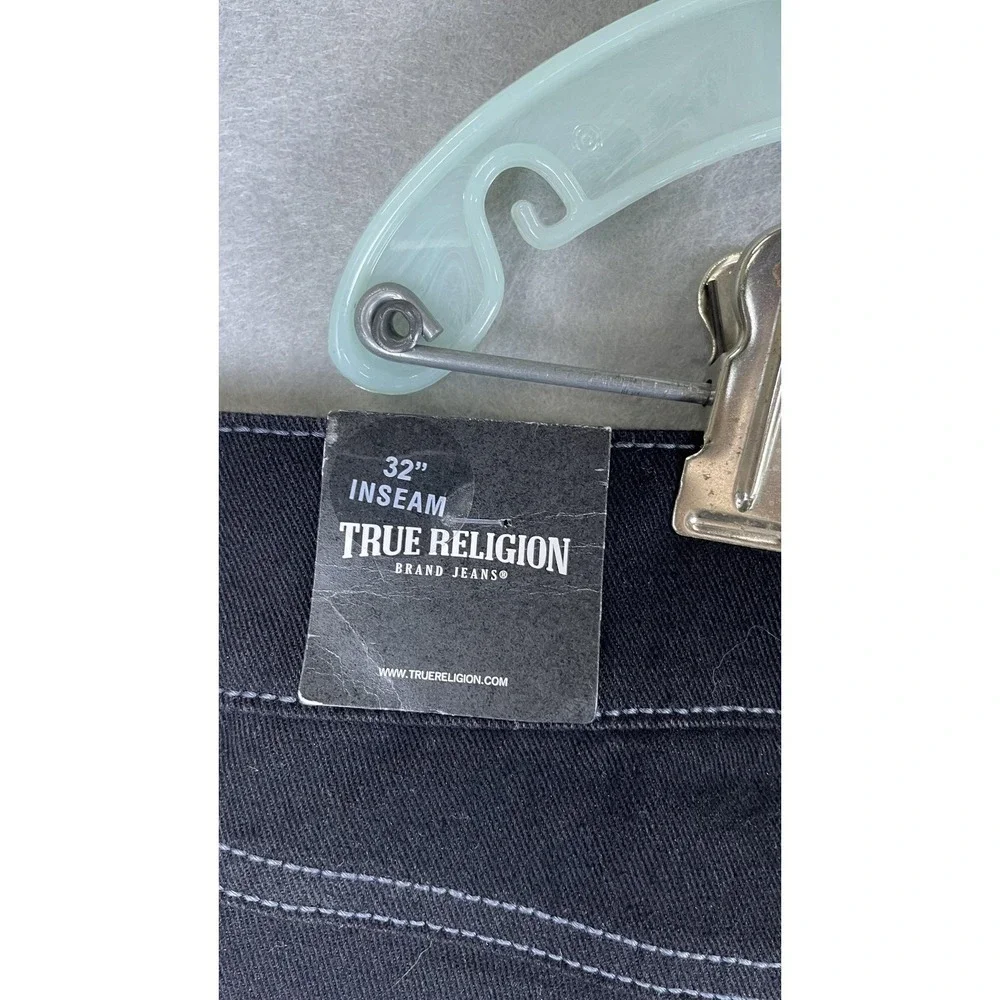 True Religion Ricky Jeans Mens 34x32 Black Rinse Relaxed Straight‎ Denim Pants
